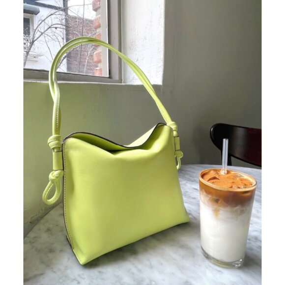 New OAD New York Thea Chartreuse Leather Crossbody Bag Neon Highlighter Green - Picture 3 of 16